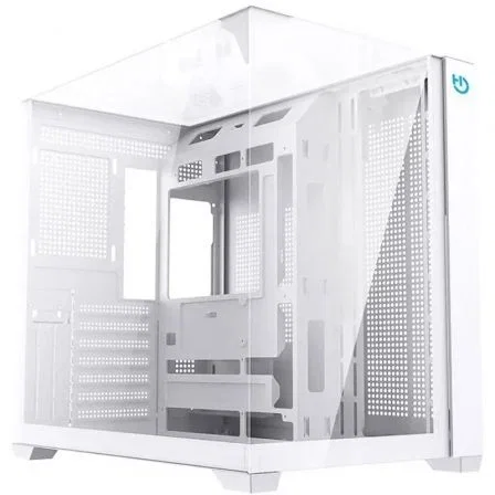 Hiditec SKY Caja Torre Gaming ATX Blanca con Triple Panel de Cristal Templado, Refrigeración para 7 Ventiladores, 2 Slots PCIe Verticales, USB Tipo-C - CHA010057